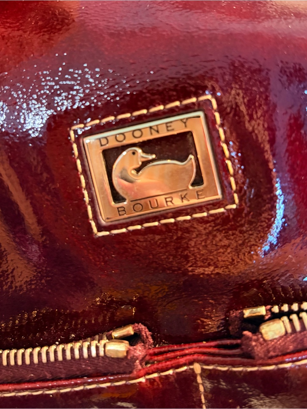 Dooney & Bourke Glossy Burgundy Patent Leather Shoulder Bag - Picture 2 of 16
